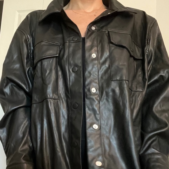 FAKE LEATHER LOOK BIKER JACKET - Picture 2 of 10